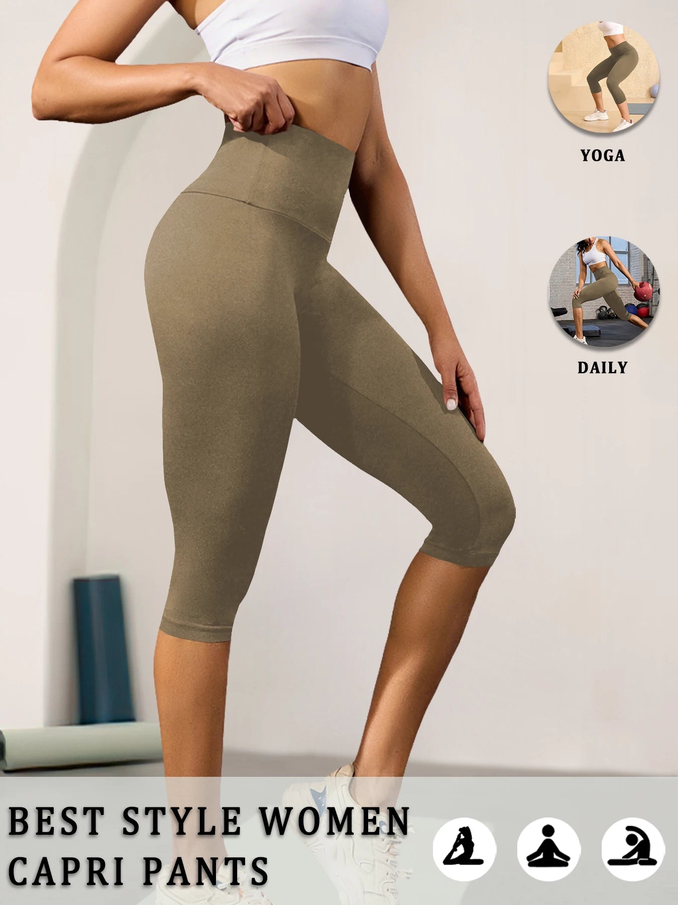 High-Waist Tummy Control Capri Leggings