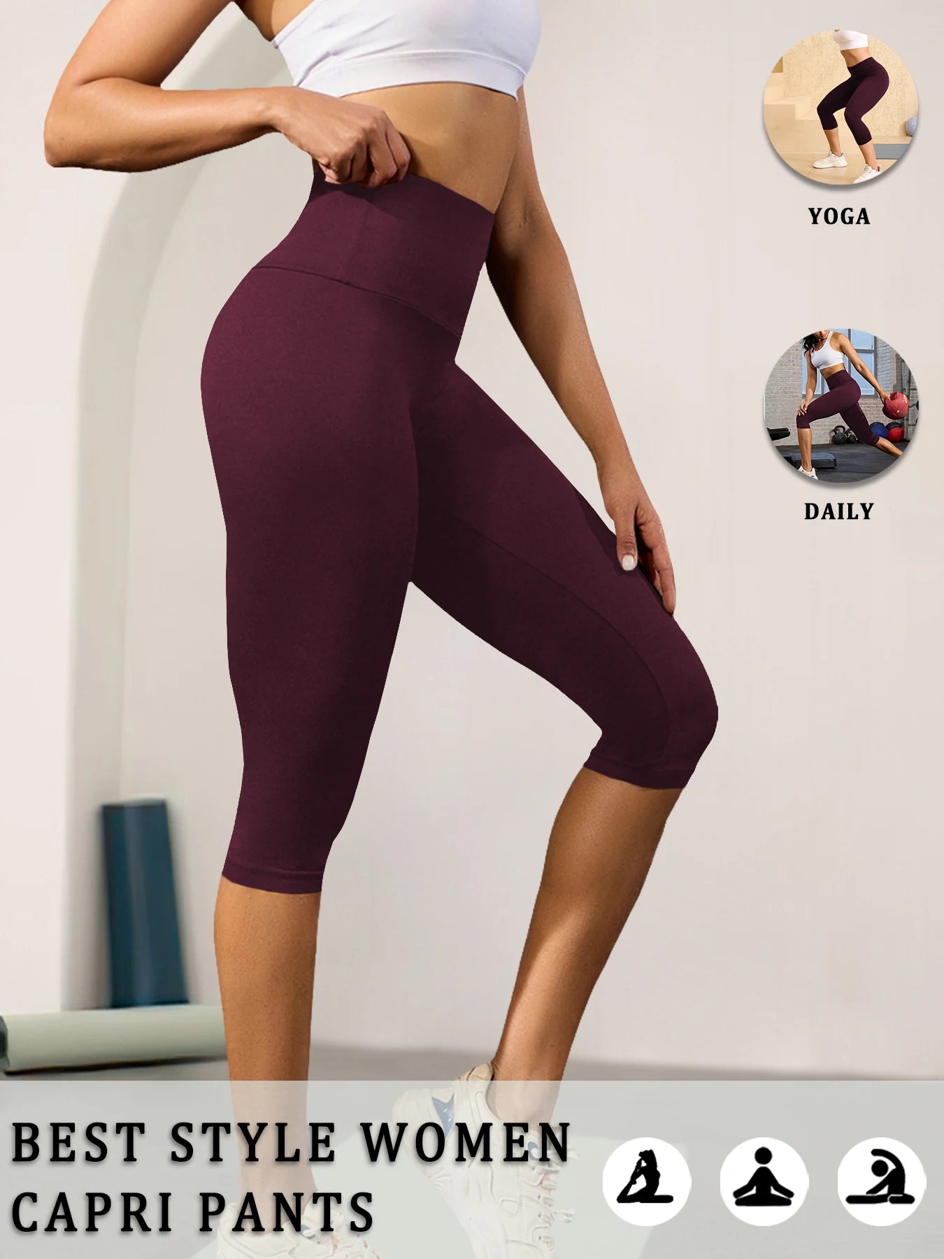 High-Waist Tummy Control Capri Leggings
