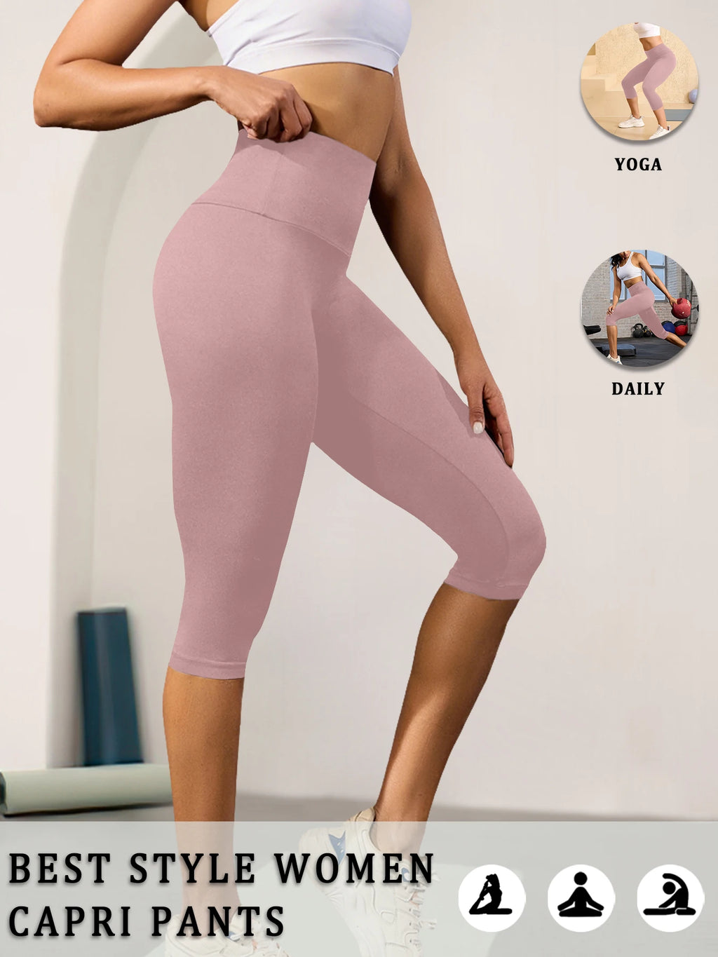 High-Waist Tummy Control Capri Leggings