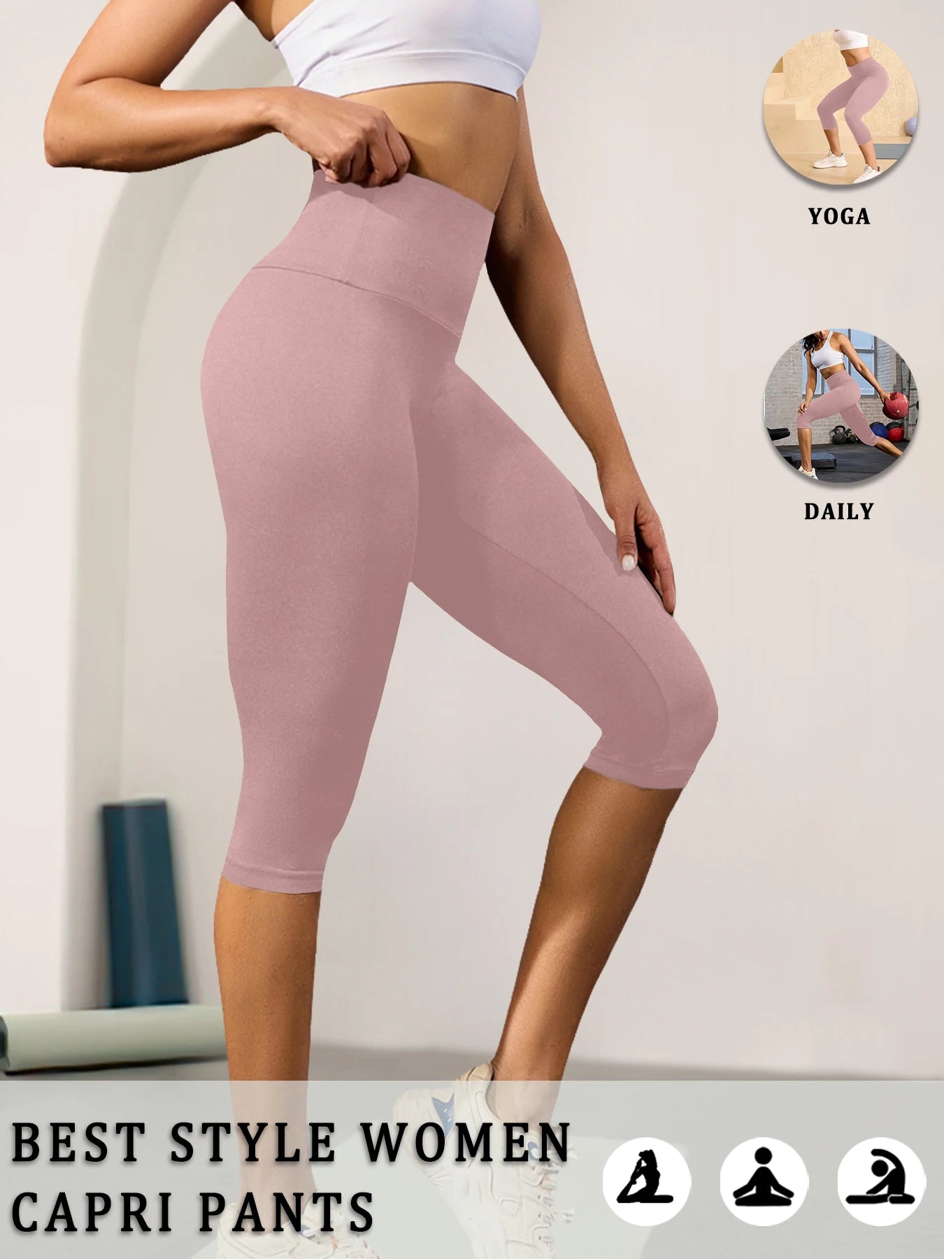 High-Waist Tummy Control Capri Leggings
