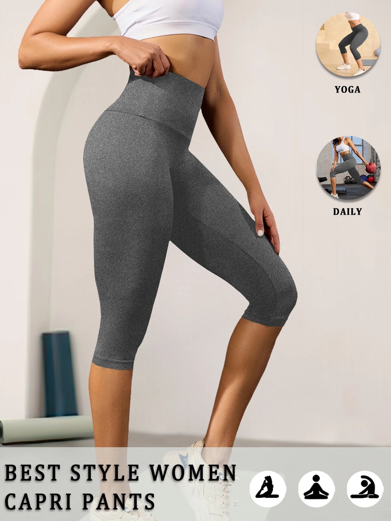High-Waist Tummy Control Capri Leggings