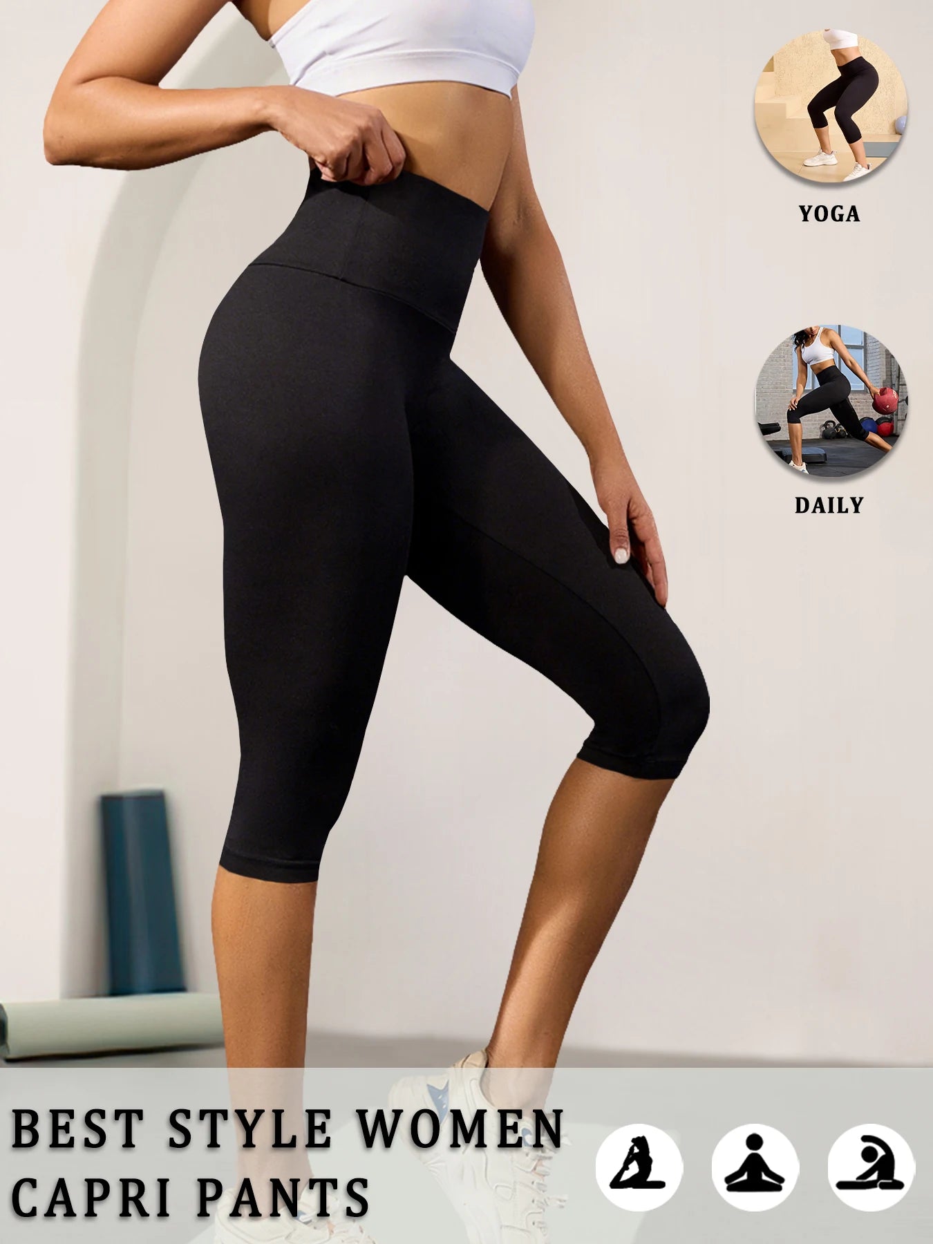 High-Waist Tummy Control Capri Leggings