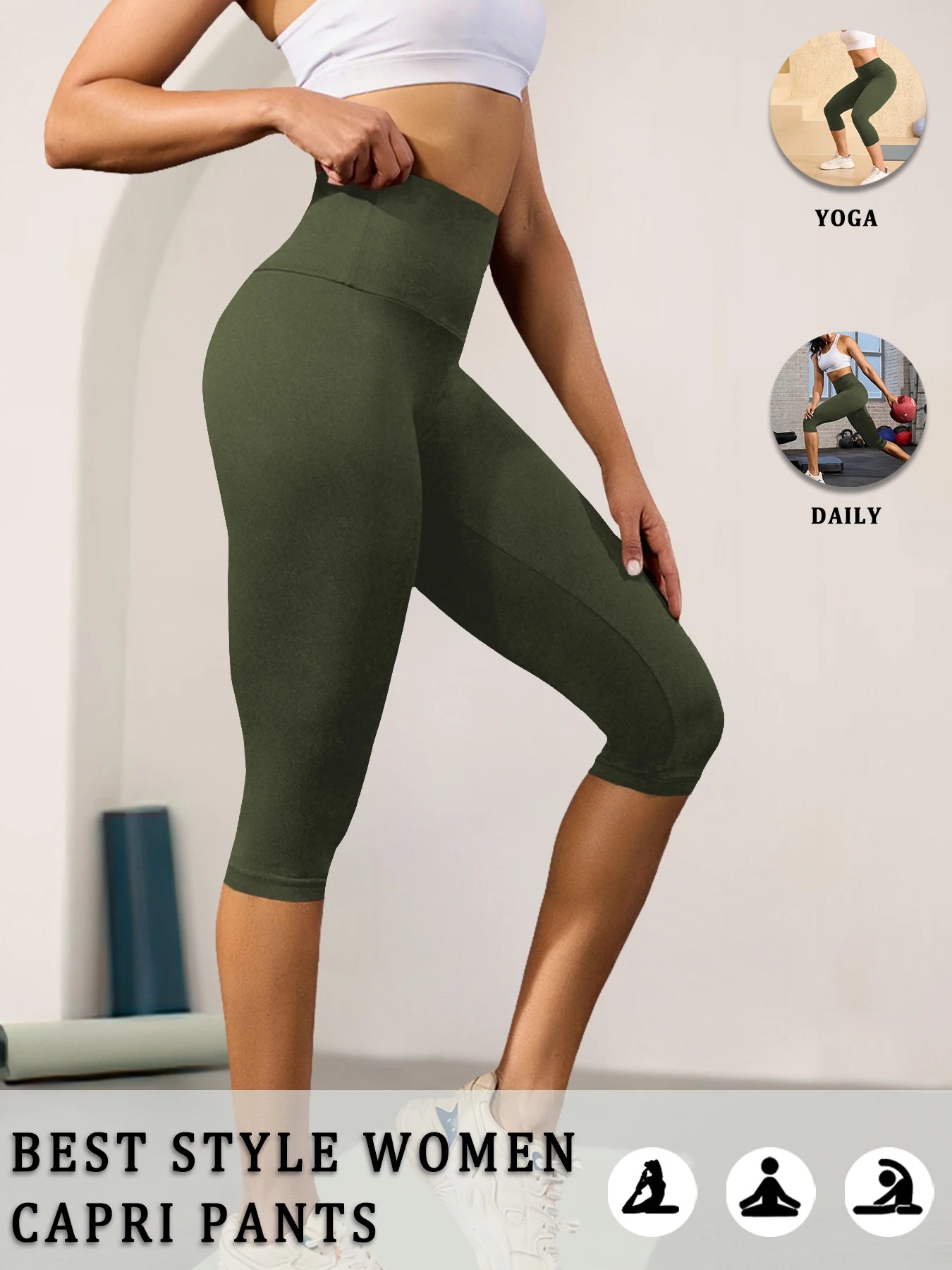 High-Waist Tummy Control Capri Leggings